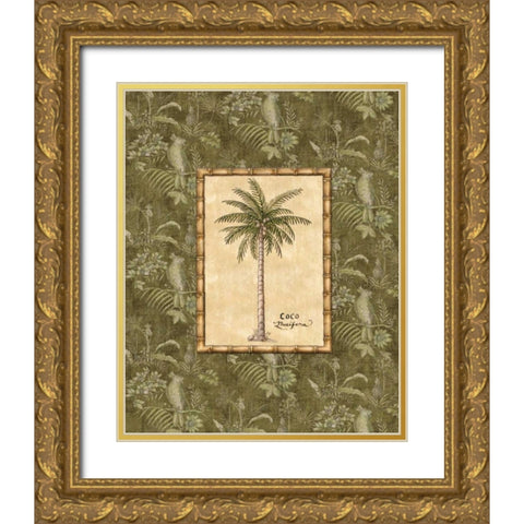 Vintage Palm III Gold Ornate Wood Framed Art Print with Double Matting by Audrey, Charlene