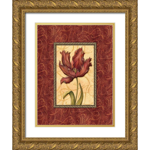 Red Passion III Gold Ornate Wood Framed Art Print with Double Matting by Audrey, Charlene