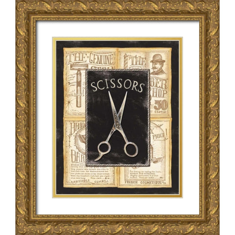 Grooming Scissors Gold Ornate Wood Framed Art Print with Double Matting by Audrey, Charlene