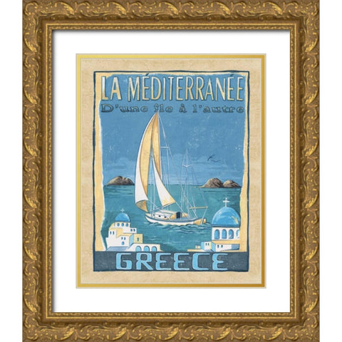 Greece Gold Ornate Wood Framed Art Print with Double Matting by Audrey, Charlene