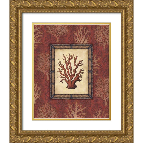 Red Coral III Gold Ornate Wood Framed Art Print with Double Matting by Audrey, Charlene