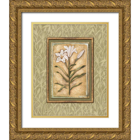 Peaceful Flowers II Gold Ornate Wood Framed Art Print with Double Matting by Audrey, Charlene