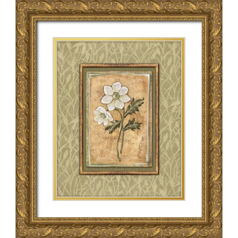 Peaceful Flowers III Gold Ornate Wood Framed Art Print with Double Matting by Audrey, Charlene