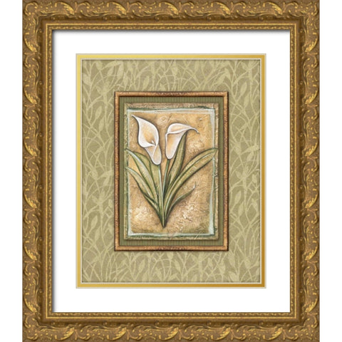 Peaceful Flowers IV Gold Ornate Wood Framed Art Print with Double Matting by Audrey, Charlene