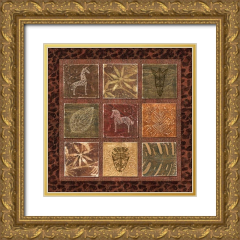 Tribal Collage I Gold Ornate Wood Framed Art Print with Double Matting by Audrey, Charlene