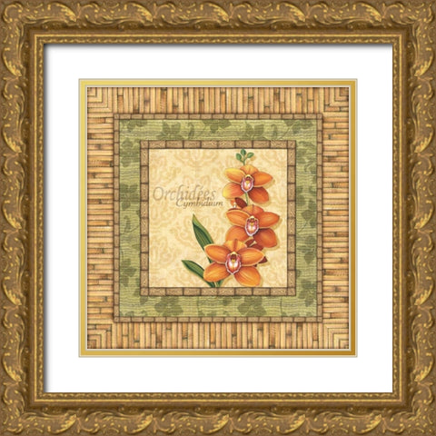 Bright Orchids II Gold Ornate Wood Framed Art Print with Double Matting by Audrey, Charlene