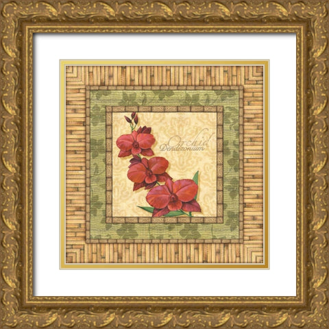 Bright Orchids III Gold Ornate Wood Framed Art Print with Double Matting by Audrey, Charlene