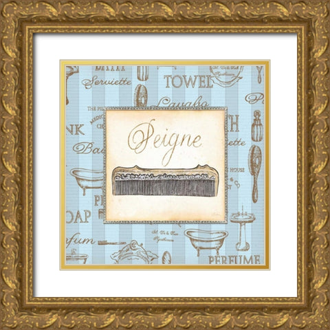Bleu Beaute Feminine I Gold Ornate Wood Framed Art Print with Double Matting by Audrey, Charlene