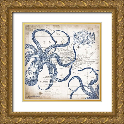 Octopi II Gold Ornate Wood Framed Art Print with Double Matting by Babbitt, Gwendolyn
