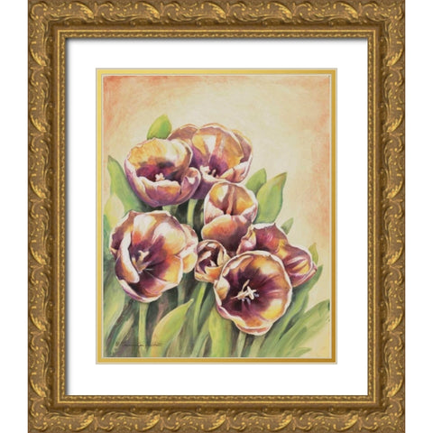 Purple Tulips I Gold Ornate Wood Framed Art Print with Double Matting by Babbitt, Gwendolyn