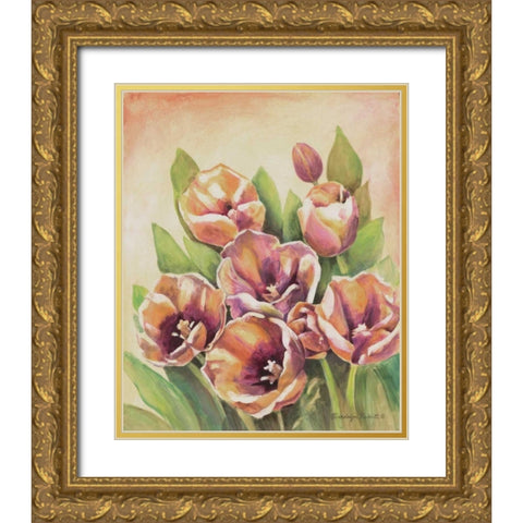 Purple Tulips II Gold Ornate Wood Framed Art Print with Double Matting by Babbitt, Gwendolyn