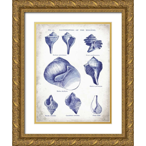 Indigo Shells II Gold Ornate Wood Framed Art Print with Double Matting by Babbitt, Gwendolyn