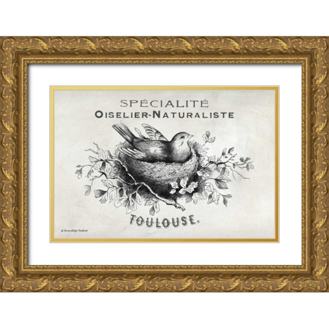 French Bird Nest I Gold Ornate Wood Framed Art Print with Double Matting by Babbitt, Gwendolyn