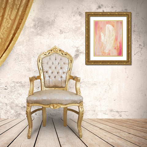 Whimsical Feathers I Gold Ornate Wood Framed Art Print with Double Matting by Babbitt, Gwendolyn