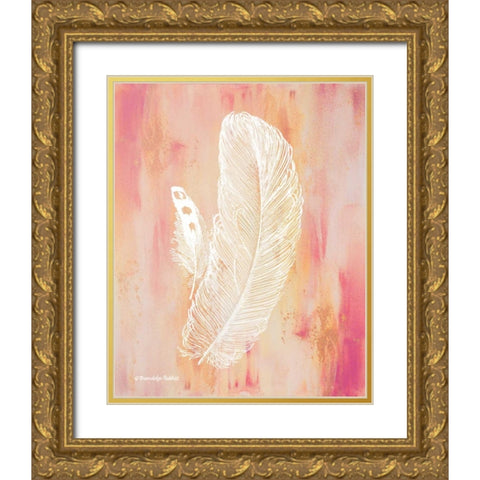 Whimsical Feathers I Gold Ornate Wood Framed Art Print with Double Matting by Babbitt, Gwendolyn