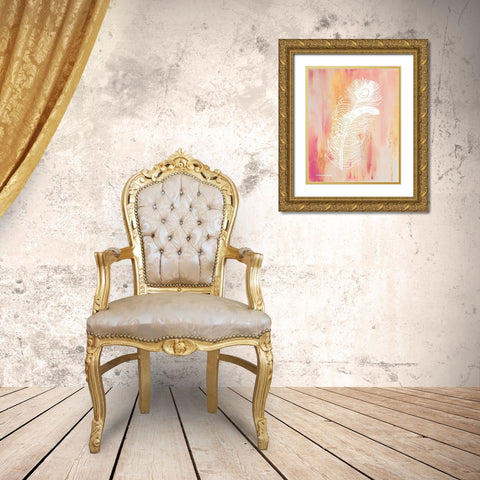 Whimsical Feathers II Gold Ornate Wood Framed Art Print with Double Matting by Babbitt, Gwendolyn
