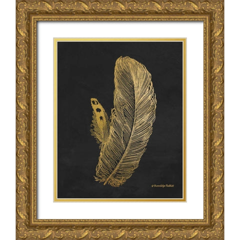 Feather on Black I Gold Ornate Wood Framed Art Print with Double Matting by Babbitt, Gwendolyn