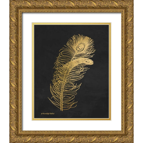 Feather on Black II Gold Ornate Wood Framed Art Print with Double Matting by Babbitt, Gwendolyn