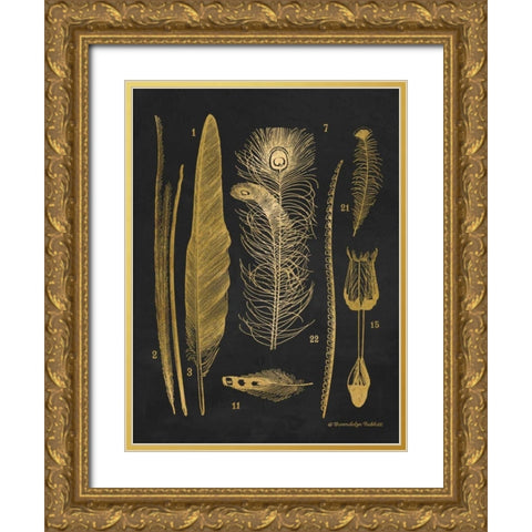Gold Feathers I Gold Ornate Wood Framed Art Print with Double Matting by Babbitt, Gwendolyn