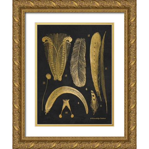 Gold Feathers II Gold Ornate Wood Framed Art Print with Double Matting by Babbitt, Gwendolyn