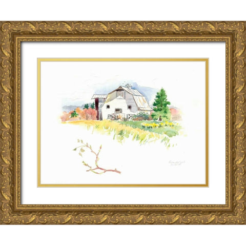 Rigefield Barn I Gold Ornate Wood Framed Art Print with Double Matting by Babbitt, Gwendolyn