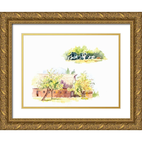 Ridgefield Barn II Gold Ornate Wood Framed Art Print with Double Matting by Babbitt, Gwendolyn
