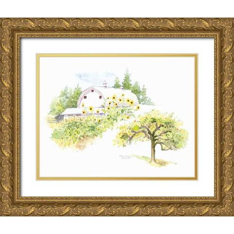 Ridgefield Barn III Gold Ornate Wood Framed Art Print with Double Matting by Babbitt, Gwendolyn