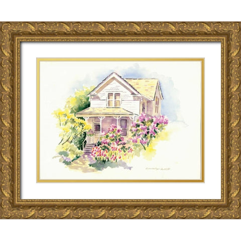 Lilac Farm Gold Ornate Wood Framed Art Print with Double Matting by Babbitt, Gwendolyn
