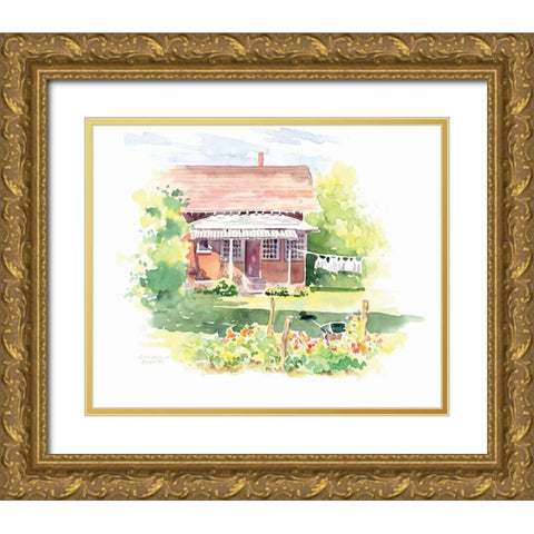 Ridgefield Cottage Gold Ornate Wood Framed Art Print with Double Matting by Babbitt, Gwendolyn