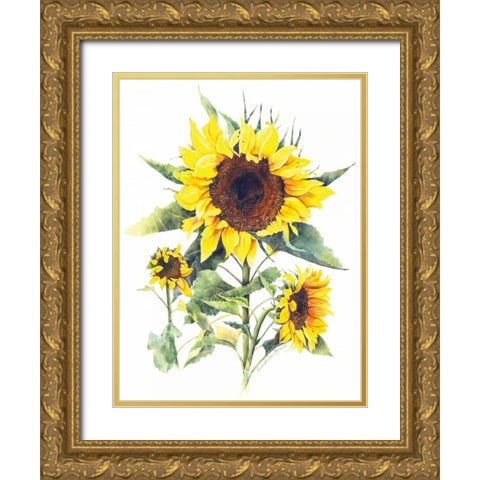 Sunflowers Gold Ornate Wood Framed Art Print with Double Matting by Babbitt, Gwendolyn