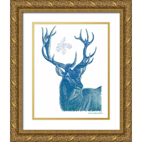 Indigo Deer I Gold Ornate Wood Framed Art Print with Double Matting by Babbitt, Gwendolyn