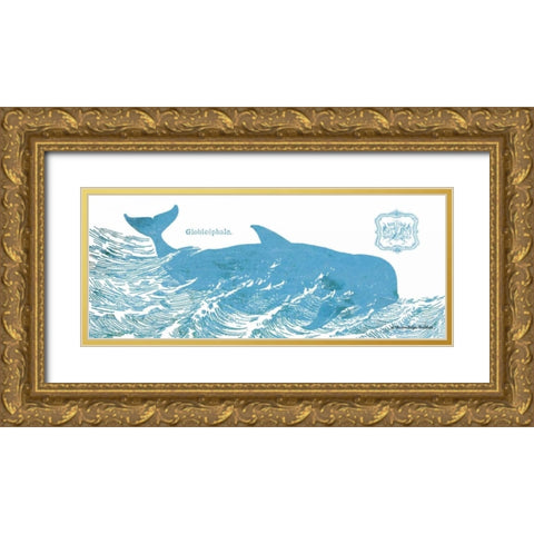 Whale on White I Gold Ornate Wood Framed Art Print with Double Matting by Babbitt, Gwendolyn