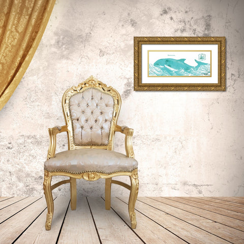 Whale on White II Gold Ornate Wood Framed Art Print with Double Matting by Babbitt, Gwendolyn