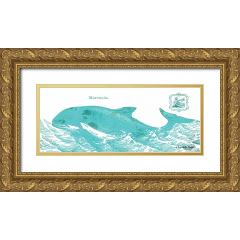 Whale on White II Gold Ornate Wood Framed Art Print with Double Matting by Babbitt, Gwendolyn