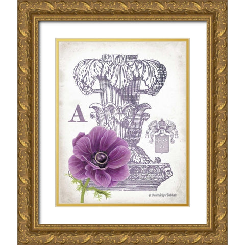 Column and Flower A Gold Ornate Wood Framed Art Print with Double Matting by Babbitt, Gwendolyn
