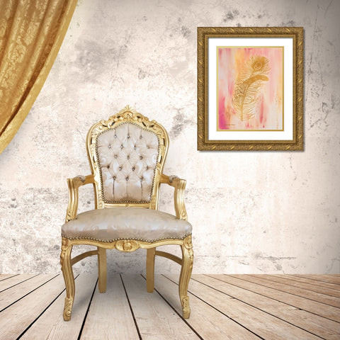 Gold on Pink I Gold Ornate Wood Framed Art Print with Double Matting by Babbitt, Gwendolyn