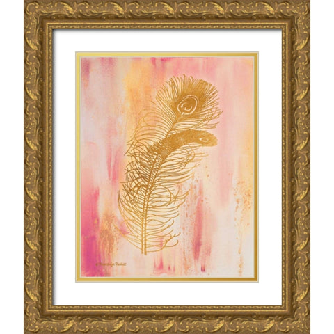 Gold on Pink I Gold Ornate Wood Framed Art Print with Double Matting by Babbitt, Gwendolyn