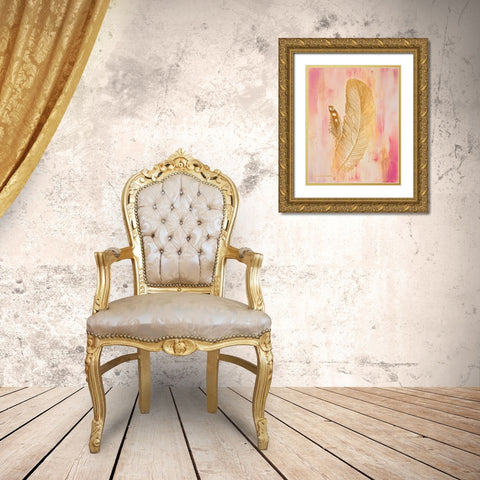 Gold on Pink II Gold Ornate Wood Framed Art Print with Double Matting by Babbitt, Gwendolyn