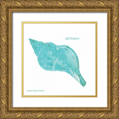 Shell on White V Gold Ornate Wood Framed Art Print with Double Matting by Babbitt, Gwendolyn
