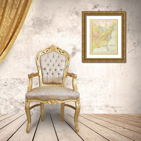 US Map East Gold Ornate Wood Framed Art Print with Double Matting by Babbitt, Gwendolyn