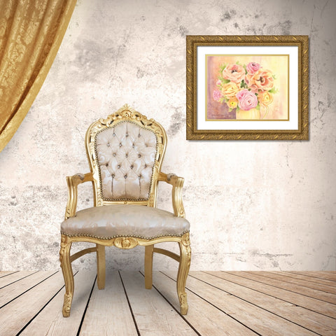 Rose Bouquet Gold Ornate Wood Framed Art Print with Double Matting by Babbitt, Gwendolyn