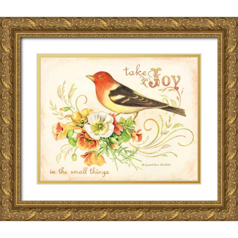 Bird Joy Gold Ornate Wood Framed Art Print with Double Matting by Babbitt, Gwendolyn