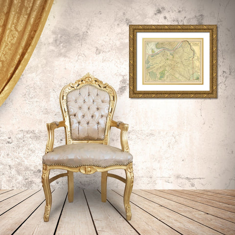 Brooklyn Map Gold Ornate Wood Framed Art Print with Double Matting by Babbitt, Gwendolyn