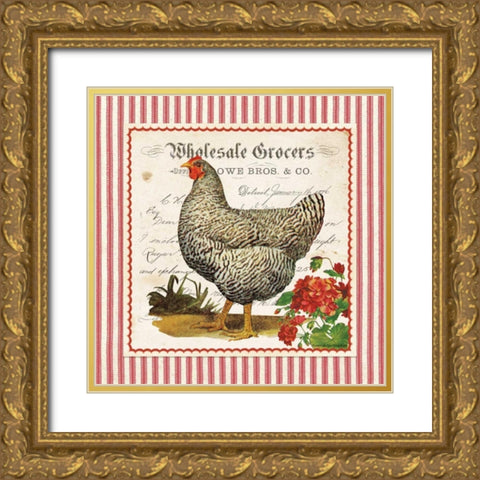 French Hen Gold Ornate Wood Framed Art Print with Double Matting by Babbitt, Gwendolyn