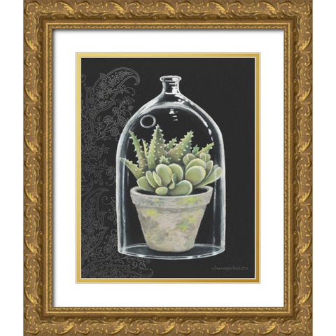 Succulent in Cloche II Gold Ornate Wood Framed Art Print with Double Matting by Babbitt, Gwendolyn