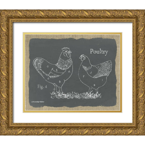 Poultry on Burlap Gold Ornate Wood Framed Art Print with Double Matting by Babbitt, Gwendolyn