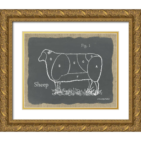 Sheep on Burlap Gold Ornate Wood Framed Art Print with Double Matting by Babbitt, Gwendolyn