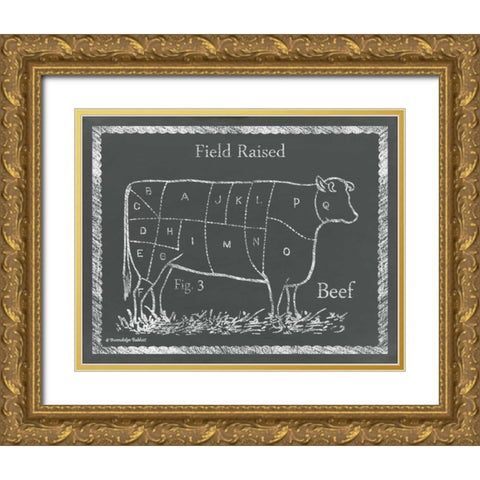 Sectioned Cow Gold Ornate Wood Framed Art Print with Double Matting by Babbitt, Gwendolyn