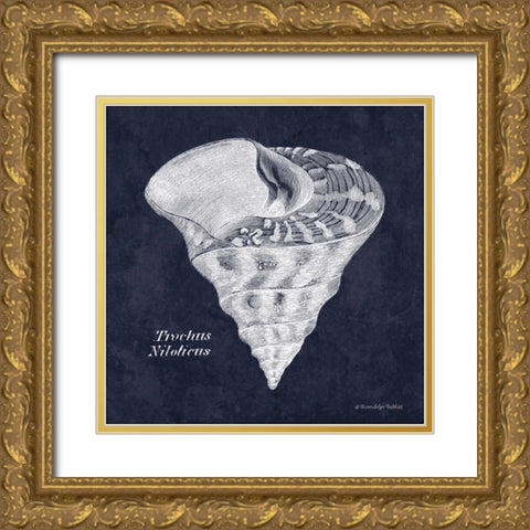 Indigo Shell IV Gold Ornate Wood Framed Art Print with Double Matting by Babbitt, Gwendolyn