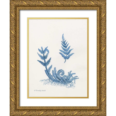 Indigo Fern I Gold Ornate Wood Framed Art Print with Double Matting by Babbitt, Gwendolyn
